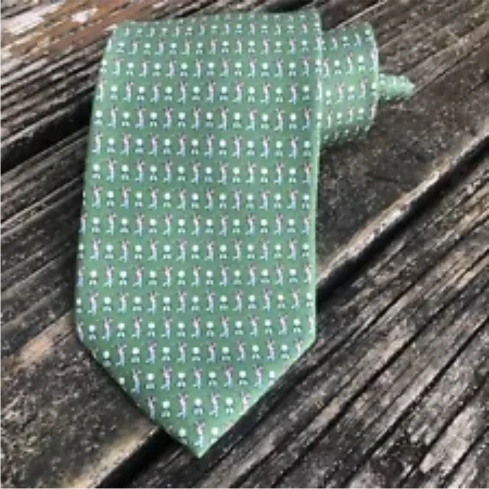 Vineyard Vines Golfer Tie Dress Green Pink Blue White Mens Golf Golfing Necktie